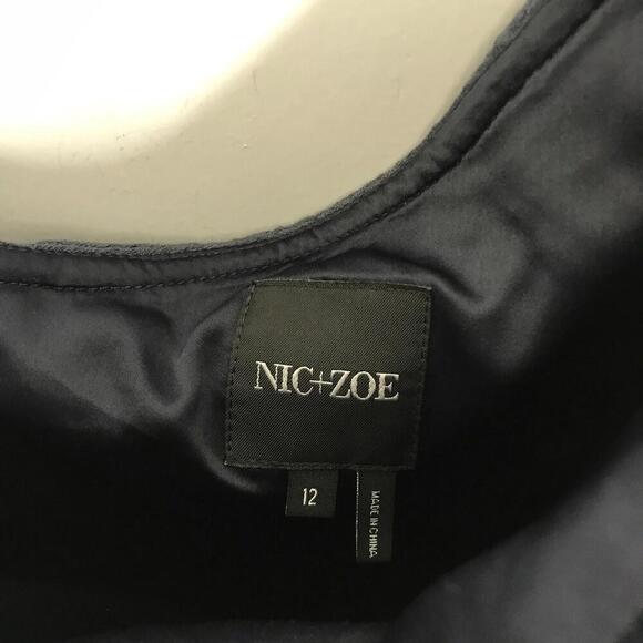 Nic Zoe Dress Womens 12 Escape Ink Asymmetrical One Shoulder Shift New Cocktail - Picture 6 of 9